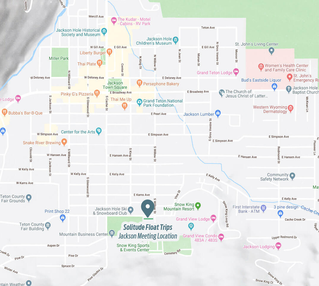 Map of Solitude Float Trips in Jackson Hole