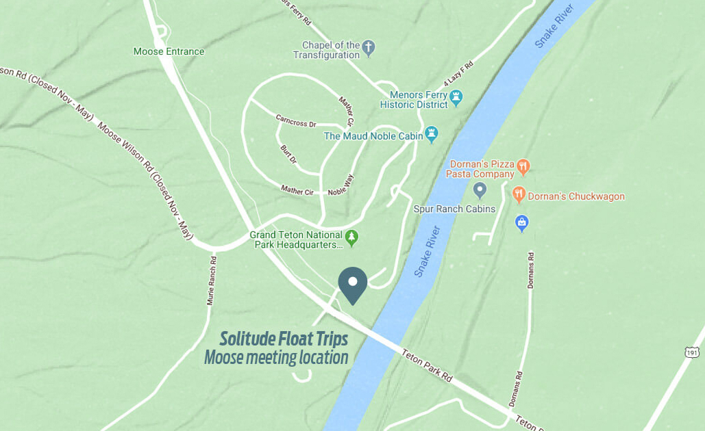 Map of Solitude Float Trips Moose Meeting Location