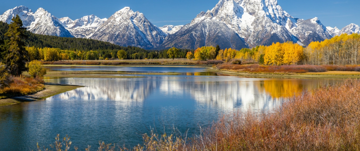 View of Mount Moran and snake river of Grand Teton, Wyoming