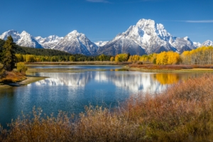 View of Mount Moran and snake river of Grand Teton, Wyoming