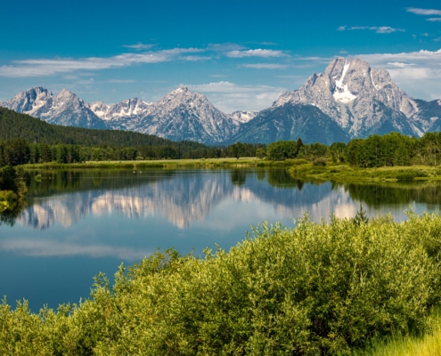 Grand Teton in Wyoming reflected on a lake